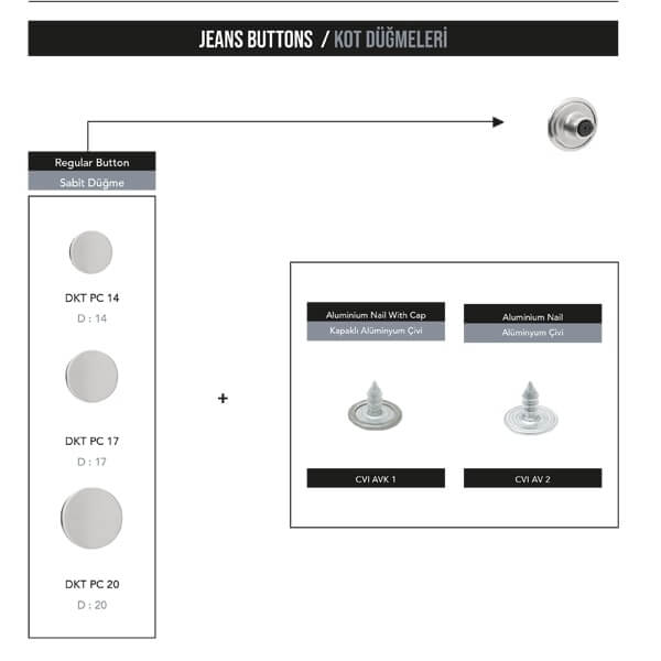 Regular jeans buttons, DKT PC - 1