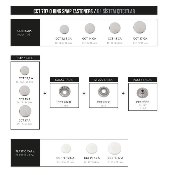 Ring spring snap fastener, CCT 707 - 1