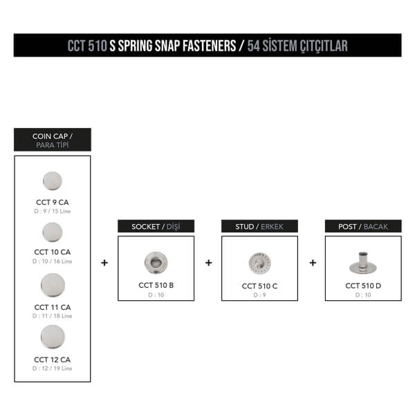 S-spring snap fastener, CCT510 - 2